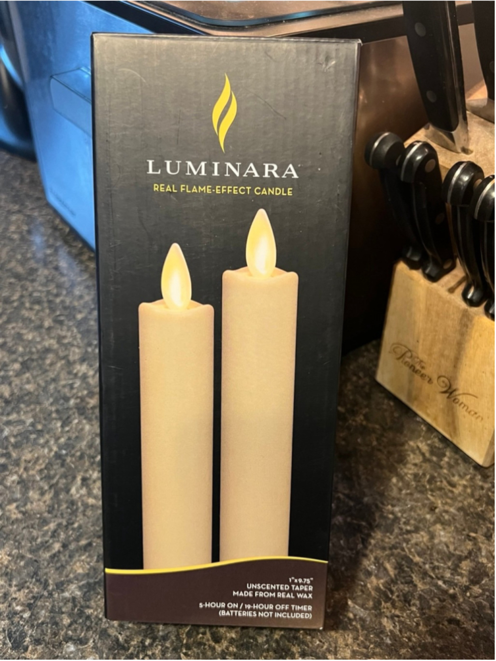Luminara Set of 2 Moving Flame LED Taper (1x9.75), Flameless Candle, Melted Edge